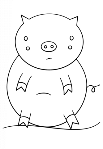 Kawaii Pig Coloring Page